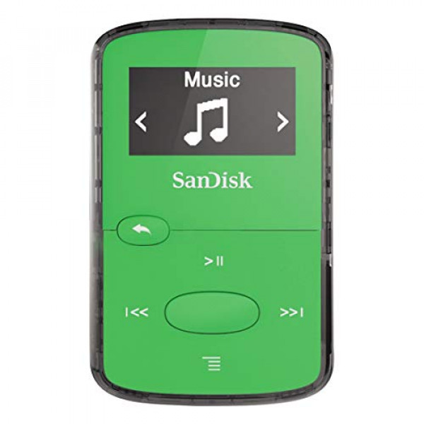 Reproductor MP3 SanDisk Clip Jam de 8 GB, verde, ranura para tarjeta microSD y radio FM, SDMX26-008G-G46G