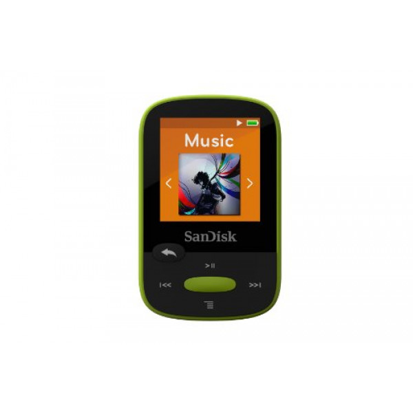 Reproductor MP3 SanDisk Clip Sport de 8 GB, color lima - Pantalla LCD y radio FM - SDMX24-008G-G46L