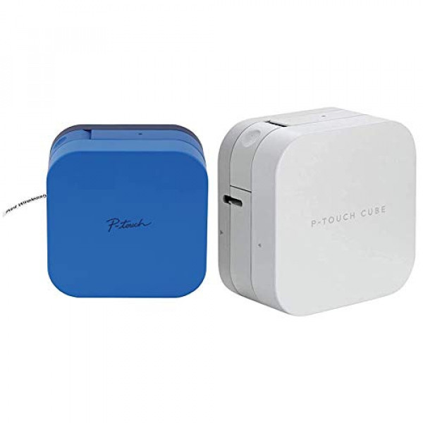 Brother P-Touch Cube Rotuladora para smartphone, tecnología inalámbrica Bluetooth, múltiples plantillas disponibles, Blue & P-Touch Cube Rotuladora para smartphone, tecnología inalámbrica Bluetooth, Blanco