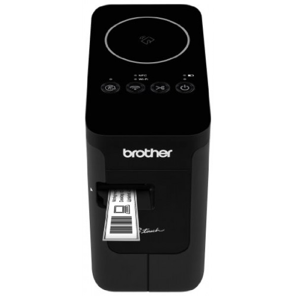 Brother P-touch, PTP750W, rotuladora inalámbrica, conectividad NFC, interfaz USB, impresión de dispositivos móviles, negro