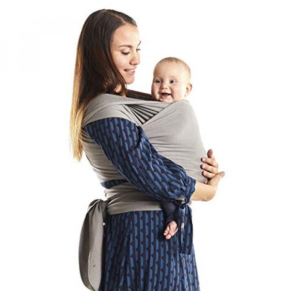 Portabebés Boba Wrap, Serenity Light Grey - Original cabestrillo elástico para bebés, perfecto para bebés recién nacidos y niños de hasta 35 libras