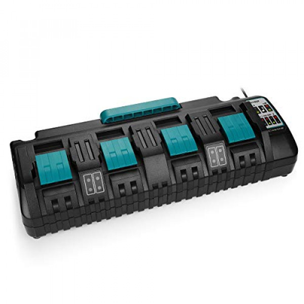 Cargador de iones de litio de 4 puertos de 18 V DC18SF para batería de litio Makita 14,4 V-18 V BL1830 BL1840 BL1850 BL1860 BL1815 BL1430, Reemplazo del cargador rápido Makita DC18SF DC18RC DC18RD DC18RA
