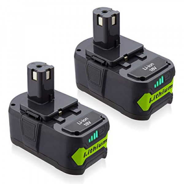 Powerextra 6.0Ah 18V Batería compatible con Ryobi 18 Volt ONE + P102 P103 P104 P105 P107 P109 P122 Paquete de 2 herramientas eléctricas inalámbricas