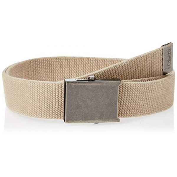 Columbia Hombres Military Web Belt-Ajustable Talla única Correa de algodón y hebilla de placa de metal, Beige