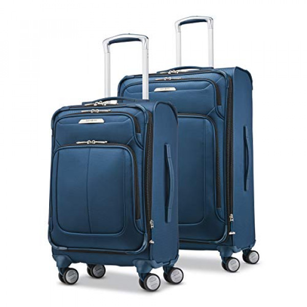 Samsonite Solyte DLX Softside Equipaje expandible con ruedas giratorias, azul mediterráneo, juego de 2 piezas (20/25)