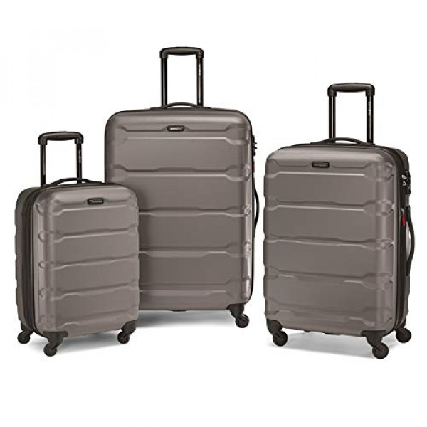 Samsonite Omni PC Hardside Equipaje expandible con ruedas giratorias, plateado, juego de 3 piezas (20/24/28)