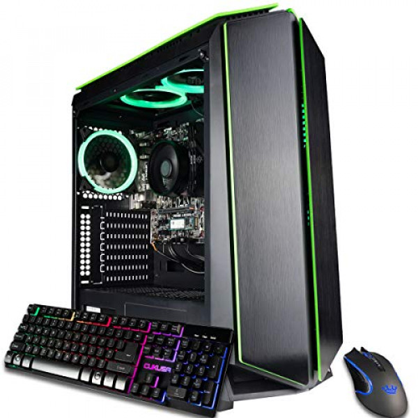 CUK Mantis Custom Gaming PC (AMD Ryzen 3 3200G, 16GB DDR4 RAM, 512GB NVMe SSD, 500W PSU, Sin SO) La mejor nueva computadora de escritorio en torre para jugadores
