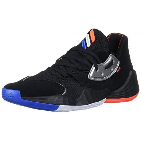 Calzado de baloncesto adidas Crazy X 4 para hombre, negro núcleo / plateado metálico / azul brillante, 10 ancho estándar de EE. UU.