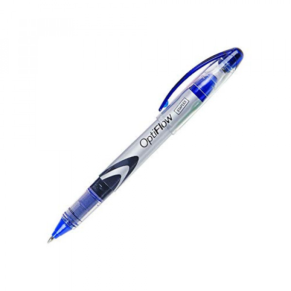 Bolígrafos Staples OptiFlow Rollerball, punta fina, azul, docena