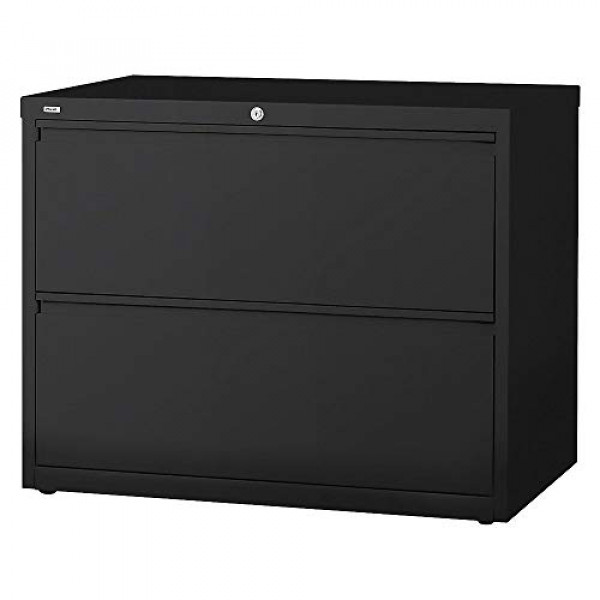 Staples 870395 Gabinete de archivo lateral comercial de 36 pulgadas de ancho con 2 cajones de marca, negro