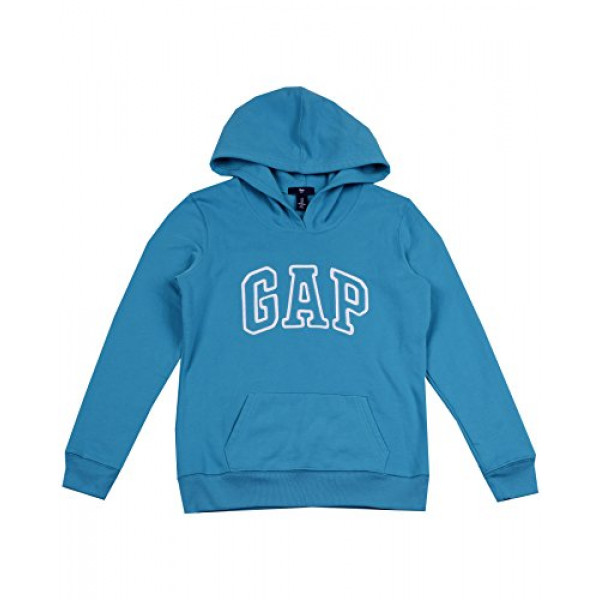 GAP - Sudadera con capucha y logo en arco de vellón para mujer (XS, verde azulado)
