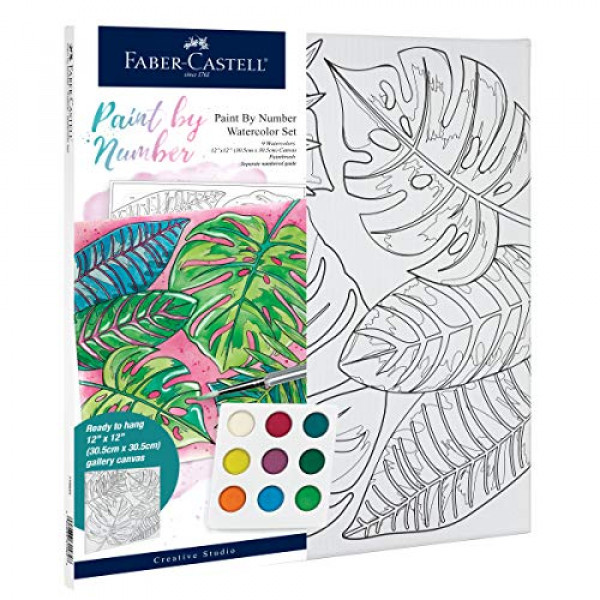 Faber-Castell Pintura por número Acuarela tropical - Pintura de números para adultos - Pintura fácil por números Artes y manualidades