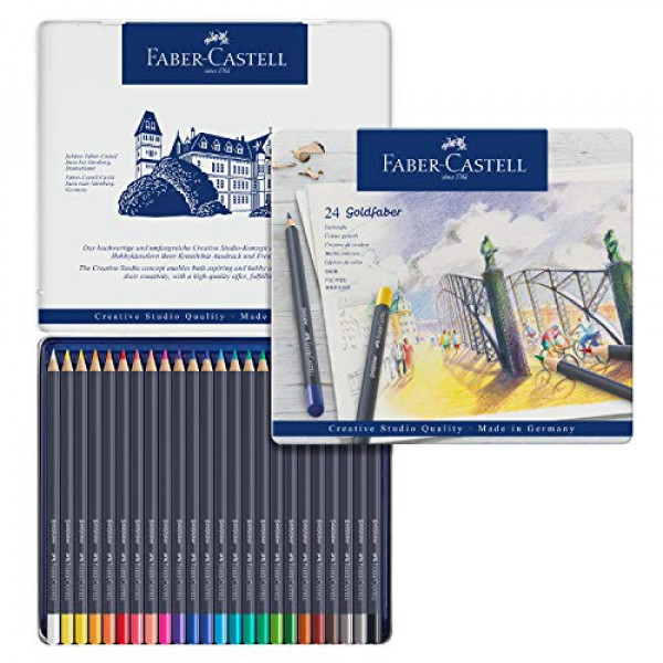 Juego de latas de lápices de colores Faber-Castell Goldfaber, 24 u.