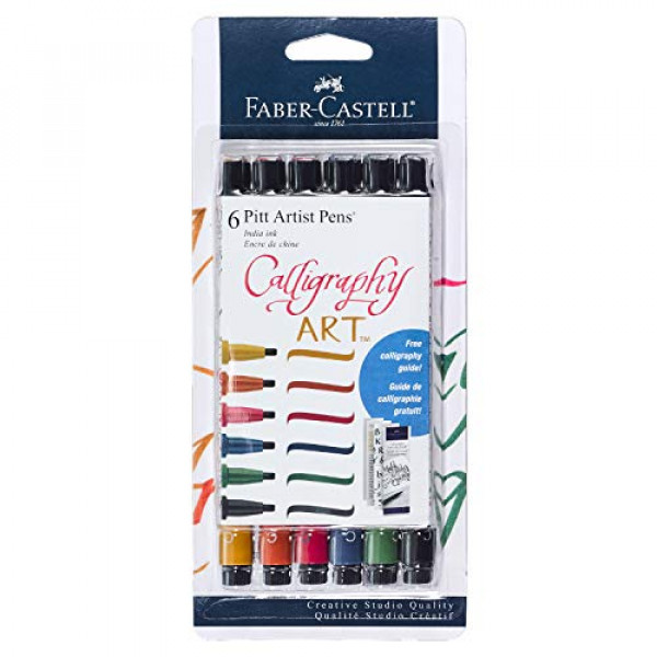 Juego de rotuladores de caligrafía Pitt Artist de Faber-Castell, 6 rotuladores de caligrafía multicolor