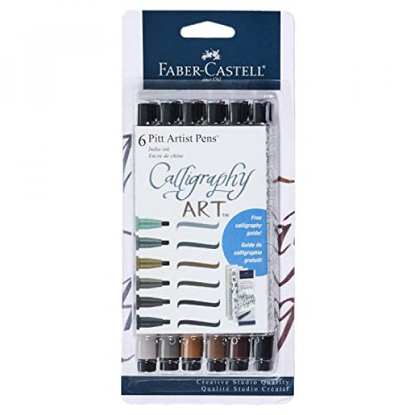Juego de rotuladores de caligrafía Pitt Artist de Faber-Castell, 6 rotuladores de caligrafía de tonos sutiles