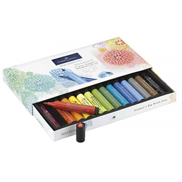 Set de regalo de bolígrafo Big Brush de Faber-Castell Stamper - 15 bolígrafos Big Brush Pitt Artist