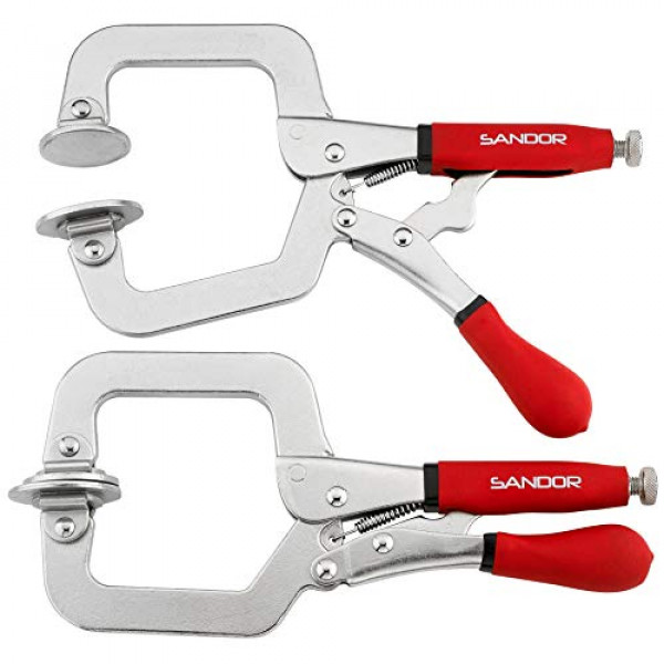 Abrazadera de metal de 3 para carpintería - (paquete de 2) Abrazaderas de madera tipo C de alta resistencia, herramientas de sujeción con agarre ergonómico para bricolaje, ebanistería de orificios de bolsillo, ebanistería, soldadura, carpintería