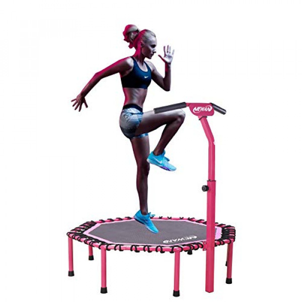 Newan Trampolín silencioso de 48 con manillar ajustable, trampolín de fitness Bungee Rebounder Salto Entrenador de cardio para adultos - Límite máximo de 331 libras