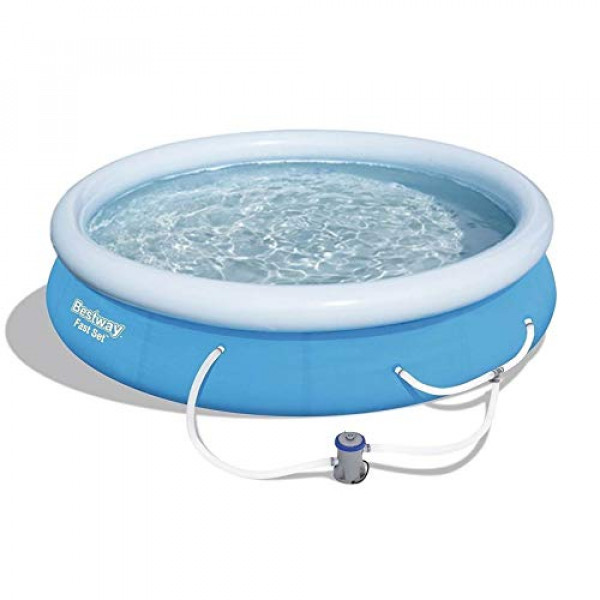 Bestway 57275E - Juego de piscina inflable redonda para exteriores de configuración rápida de 12 pies x 30 pulgadas con bomba de filtro de 330 GPH, azul