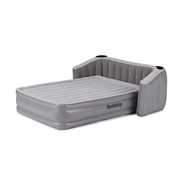 Colchón de aire Queen Bestway Wingback con bomba de CA incorporada | Colchón inflable elevado de 31.5 con respaldo y cabecera cómodos | Proporciona soporte para la espalda y los hombros | Material de PVC Tritech duradero