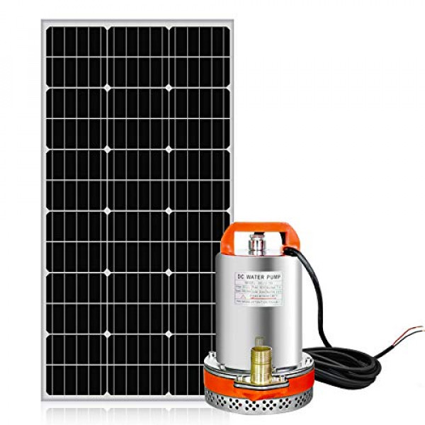 Kit de sistema de bomba de agua solar ECO-WORTHY, panel solar de 100 W + bomba de servicio sumergible de 12 V CC para riego de fuente de riego de aguas residuales