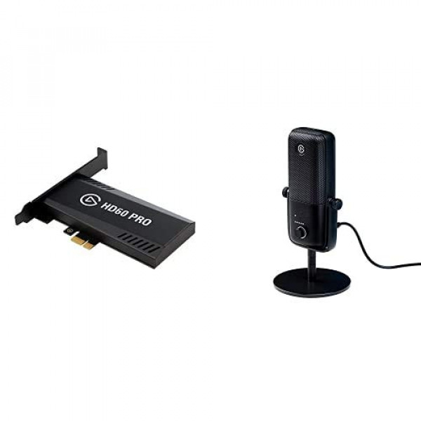 Captura y paso a través Elgato HD60 Pro1080p60, tarjeta de captura PCIe, tecnología de baja latencia, PS5, PS4, Xbox Series X / S, Xbox One con Wave: 3 - Micrófono de condensador USB y mezclador digital