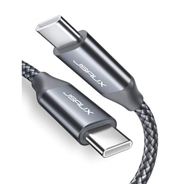 Cable de USB C a USB C de 60 W, JSAUX [paquete de 2 6,6 pies] Cable de cargador tipo C Compatible con Samsung Galaxy S21 / S21 + / S20 + Ultra, Note 20/10 Ultra, MacBook Air / Pro, iPad Pro 2020/2018, iPad Air 2020, gris píxel