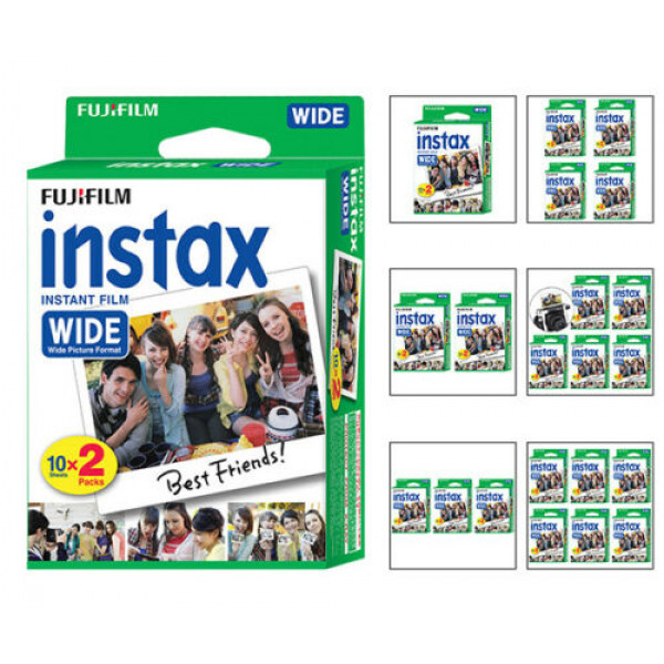 Hojas de película instantánea Fujifilm Instax Wide Fuji para cámaras instantáneas Wide 300 y 210