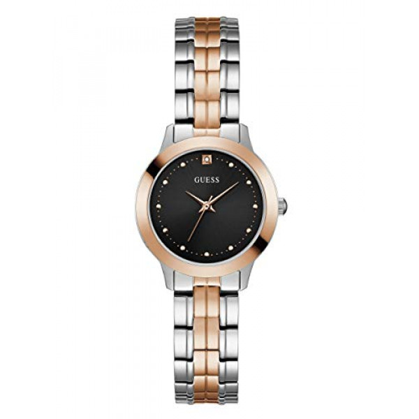 Reloj de cuarzo para mujer GUESS con correa de acero inoxidable, negro, 24 (modelo: U1222L1)