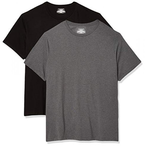 Amazon Essentials - Pack de 2 camisetas de manga corta con cuello redondo, talla grande y alta para hombre de DXL, negro / gris oscuro, 5X