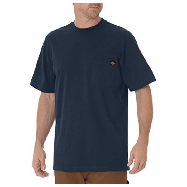 Dickie's Camiseta de manga corta con cuello redondo y peso pesado para hombre, grande, azul marino oscuro, 5X- Grande