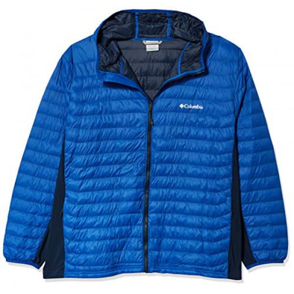 Chaqueta con capucha Columbia Powder Pass para hombre, aislada, resistente al agua, azul, azul marino colegial, 4X