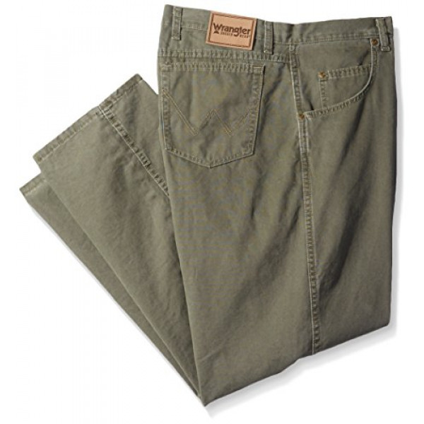 Wrangler Pantalón de pierna recta de ajuste regular para hombre, grande, resistente, lona verde 54x34
