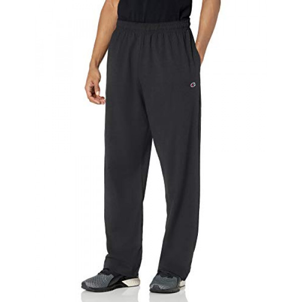 Champion Pantalón de jersey ligero con parte inferior abierta para hombre, negro, 4X-Large