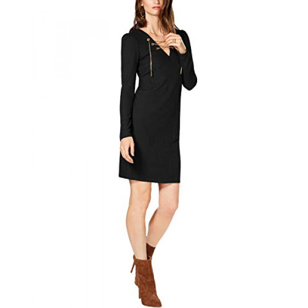 MICHAEL Michael Kors Vestido De Suéter Con Cordones De Punto Acanalado Para Mujer Negro S