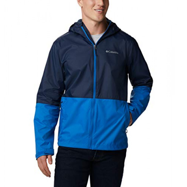 Chaqueta impermeable Columbia Roan Mountain para hombre, azul marino colegial / índigo brillante, pequeña