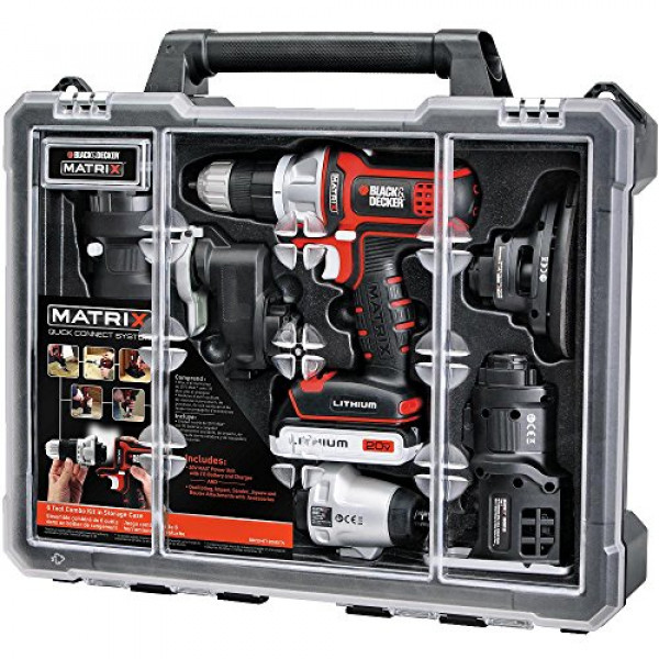 BLACK + DECKER Kit combinado de taladro inalámbrico con estuche, 6 herramientas (BDCDMT1206KITC)