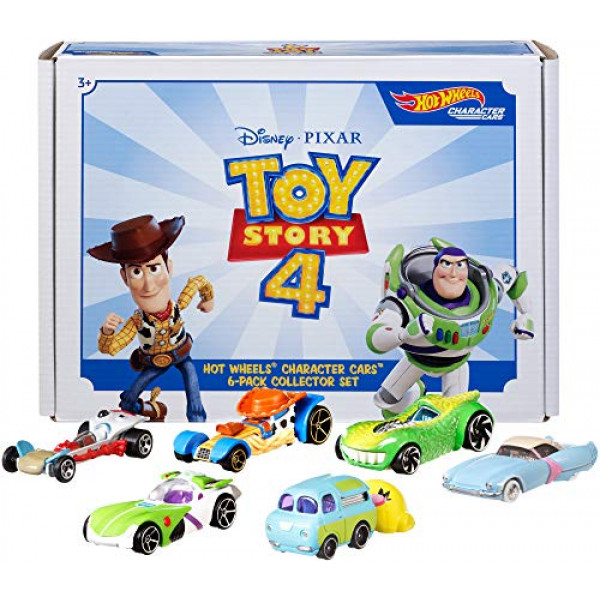 Disney y Pixar Toy Story 4 coches de personajes de Hot Wheels escala 1:64 Woody, Buzz Lightyear, Bo Peep, Forky, Ducky and Bunny y Rex de 3 años en adelante [Exclusivo de Amazon]
