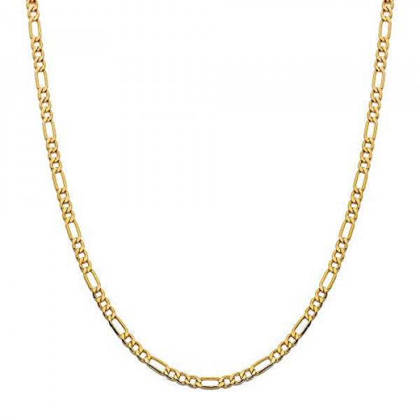 PORI JEWELERS Collar de cadena de eslabones Figaro de oro amarillo de 14 quilates de 2,5 mm, 3,5 mm, 4,5 mm o 5,5 mm, fabricado en Italia, disponibles en varias longitudes (18, 3,5 mm)
