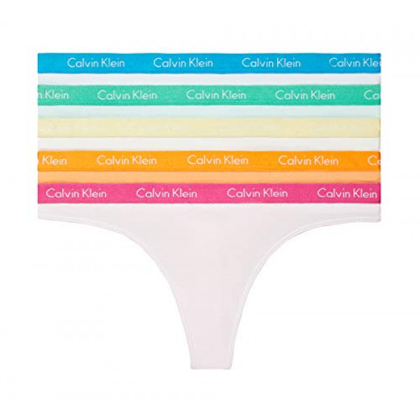 Calvin Klein Braguita de algodón con logo carrusel para mujer, WIZARD GOLD / PARTY PINK / POP AMARILLO / AZUL CYAN / ZEN, X-Small