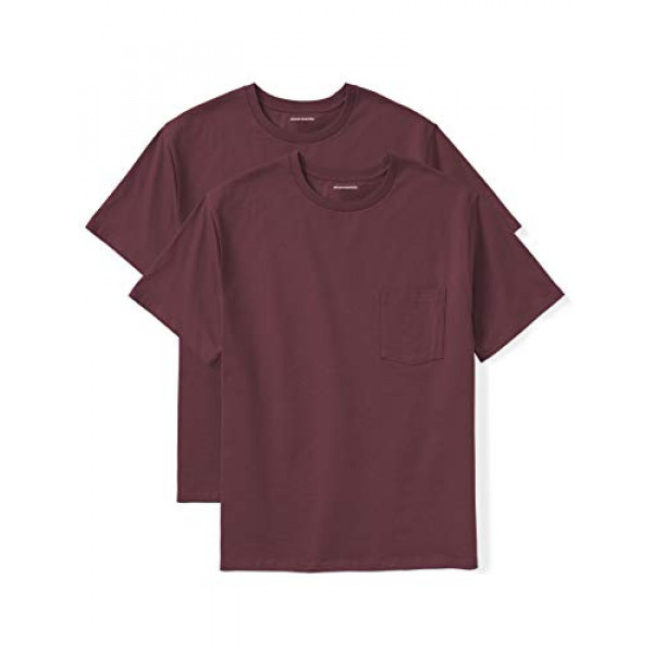 Amazon Essentials - Pack de 2 camisetas de manga corta con cuello redondo y corte de bolsillo para hombre Big & Tall de DXL, burdeos, 6X