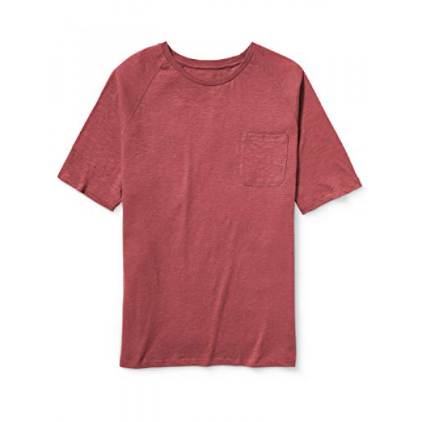 Amazon Essentials - Camiseta de manga corta con diseño de raglán flameado, grande y alto, para hombre, color rojo lavado, 6XL