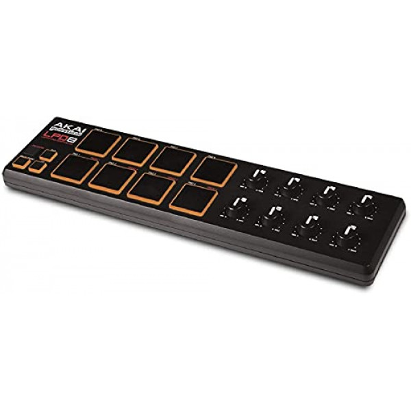 AKAI Professional LPD8 - Controlador MIDI USB con 8 pads de batería sensibles a la velocidad para portátiles (Mac y PC), software de edición incluido