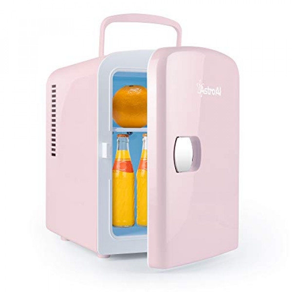 AstroAI Mini nevera 4 litros / 6 latas AC / DC Enfriador y calentador termoeléctrico portátil para el cuidado de la piel, alimentos, medicamentos, hogar y viajes