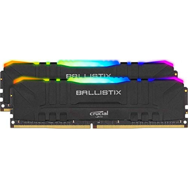 Crucial Ballistix RGB 3600 MHz DDR4 DRAM Kit de memoria para juegos de escritorio 64GB (32GBx2) CL16 BL2K32G36C16U4BL (Negro)