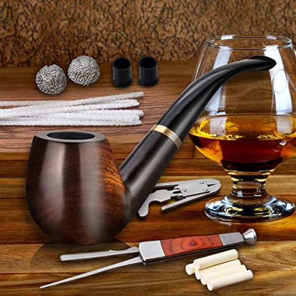 Pipa de tabaco Scotte Caja de regalo y accesorios para fumar con raíz de madera de ébano hecha a mano