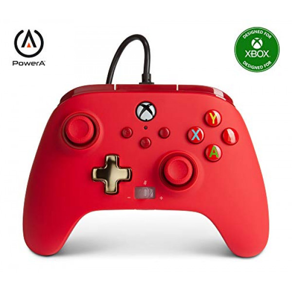 PowerA Enhanced Wired Controller para Xbox - Rojo, Gamepad, Controlador de videojuegos con cable, Controlador de juegos, Xbox Series X | S, Xbox One - Xbox Series X