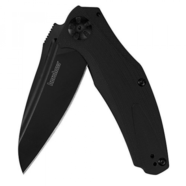 Navaja de bolsillo Kershaw Natrix-Black (7007BLK); 3,25 pulg. Hoja recubierta de óxido negro 8Cr13MoV; Mango G10 mecanizado en 3D, apertura de rodamiento de bolas KVT, aleta, bloqueo de subestructura, clip de transporte profundo reversible; 2.9 oz.