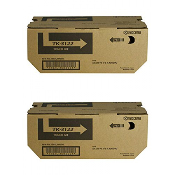 Paquete de 2 cartuchos de tóner negro Kyocera TK-3122 (TK3122) para ECOSYS M3550idn, M3560idn, FS-4200DN