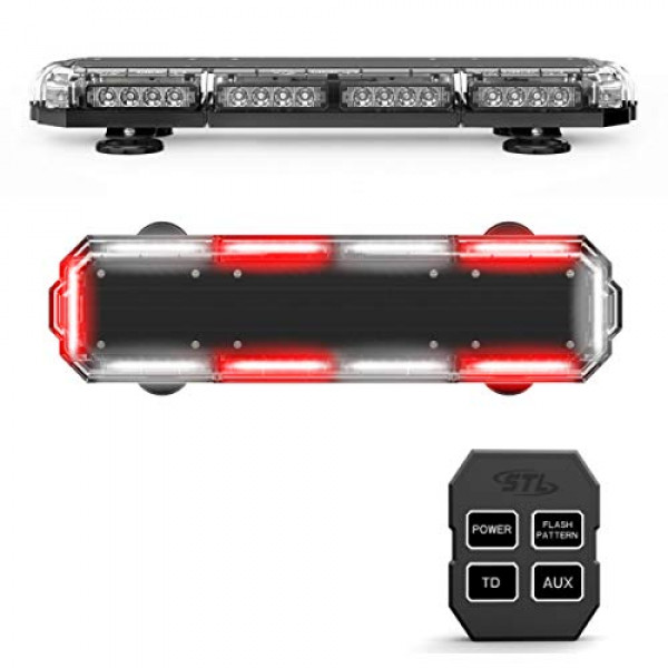 SpeedTech Lights Mini 21 Luces estroboscópicas LED de 120 vatios para camiones, automóviles, arados y vehículos de emergencia con montaje magnético en el techo en rojo / blanco alterno